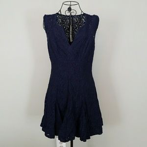 Bisou Bisou Michele Bohbot blue lace dress